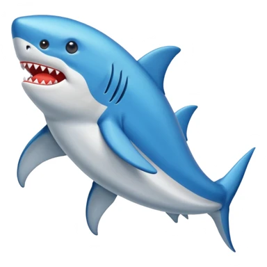 Crea un emoji de un tiburón con zapatillas azules sticker