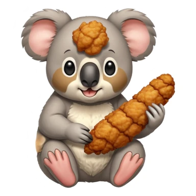 un koala comiendo una pieza de pollo sticker