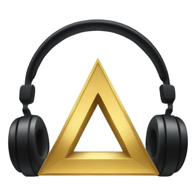 Upside down gold triangle with headphones on top  sticker