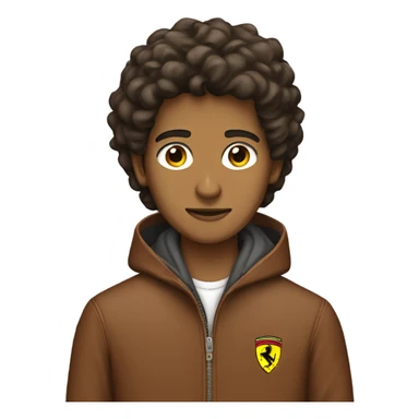 A brown Arab teenage boy with a Ferrari jacket sticker