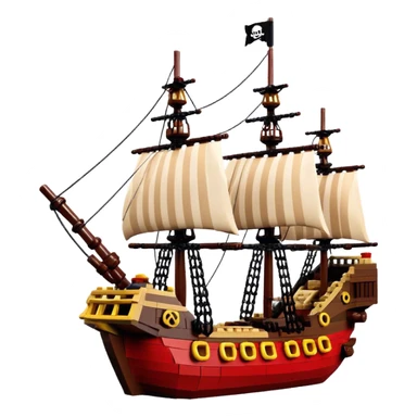 Pirate Ship (Toy) - Lego Pirate Ship (Model Year: 2021) (Iconic colour: Brown with red sails) sticker