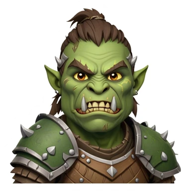 Cinematic Realistic WoW Orc Warrior Portrait, head tilted dramatically with an exaggeratedly amused expression, blending raw, primal might with a touch of unexpected humor. His battle-scarred green skin, robust muscles, and intricately detailed tribal armor in deep, earthy tones are rendered with lifelike texture and dynamic lighting, high shine, dramatic yet whimsical, capturing an orc warrior whose epic strength is matched by a playful, irreverent charm. sticker