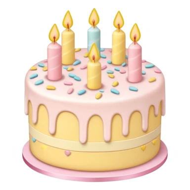 Cake with hearts and sprinkles in soft pink, beige and yellow pastel colors sticker