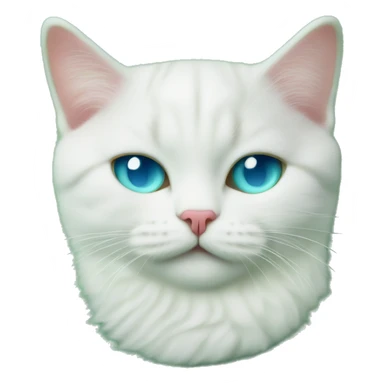 Withe British short hair cat wit blue eyes sleeps on a mint green fluffy carpet sticker