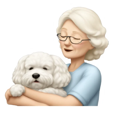 Blonde old lady sleeping with bichon frise ￼￼ sticker