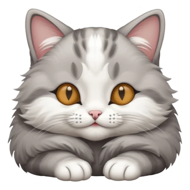 grey and white small cat with eyes closed lying down upside down with its head resting on its paw sticker