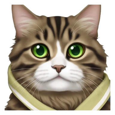 Brown and black striped Siberian cat with green eyes dressed as obi wan kenobi from Star Wars sticker