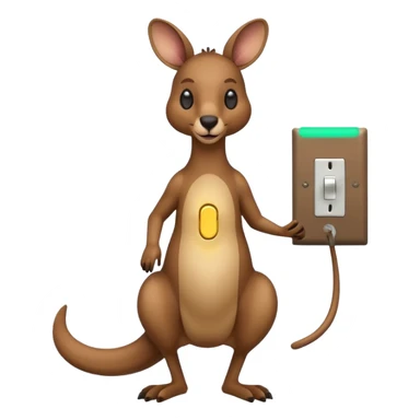 Kangaroo with a light switch for a face (switcheroo) sticker