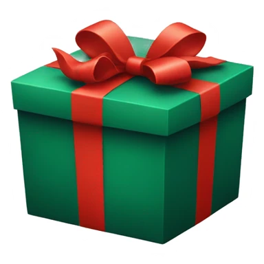 dark green gift box with red ribbon sticker