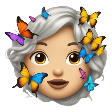 Kiss face with butterflies  sticker