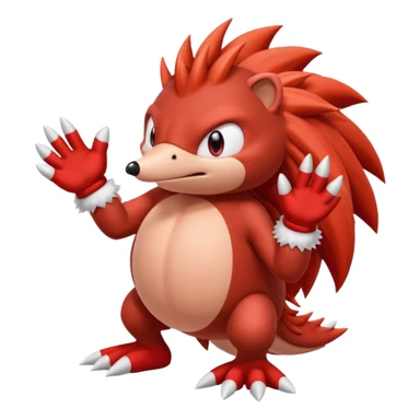 Sonic the hedgehogs friend knuckles a red animal with peach arms and white mittens that have no fingers , he’s a echidna with red eyes sticker