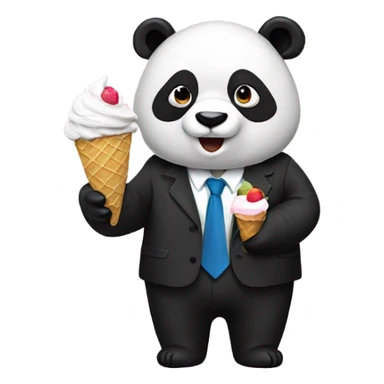 Panda eating ice cream and a suit sticker