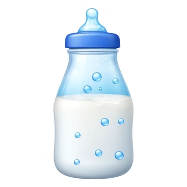 baby Milk bottle with blue cap and bubbles sticker