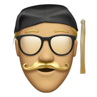 tan guy mustache with graduation cap with gold tassel sticker