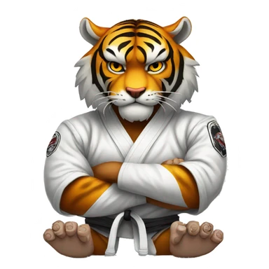 Tiger with evil face   jiu jitsu with his arms crossed sticker