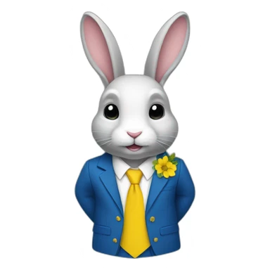 a rabbit in a suit in the color of the Ukrainian flag sticker