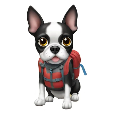 Bostonterrier with a backpack going on a hike sticker
