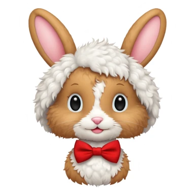 curly bunny with red bowtie sticker