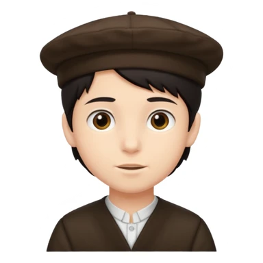 young boy dark hair with yalmulke on sticker