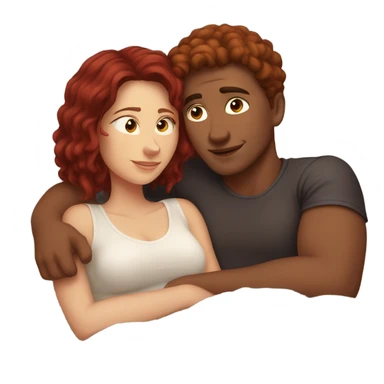 Burgundy haired girl and boyfriend cuddling in bed sticker