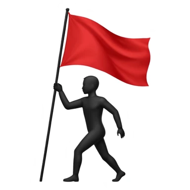 minimalist human silhouette holding a red flag sticker