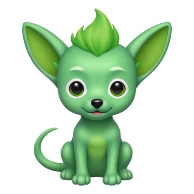 green haired alien dog with green skin sticker