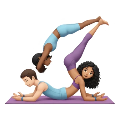 A white guy with black curly hair and an India girl doing yoga together in downward dog sticker