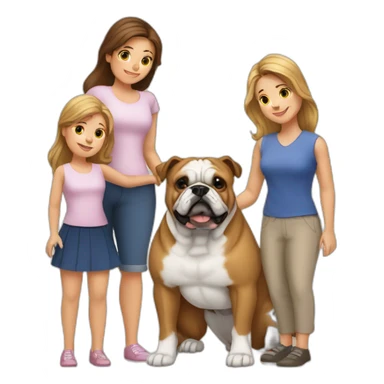 Family-with-dad-mother-2 daughters-and-bulldog-France-dog sticker