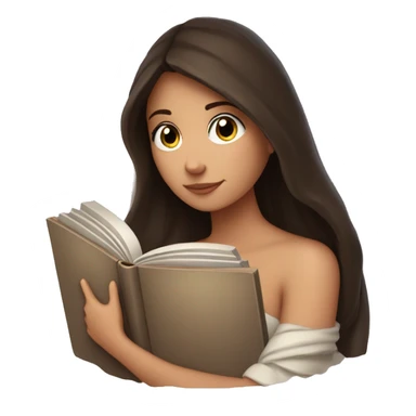 beautiful brunette girl hugging a book under a blanket sticker