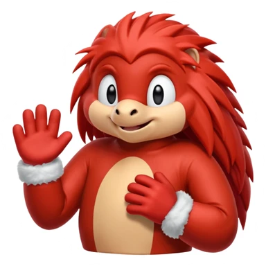 Sonic the hedgehogs friend knuckles a red animal with peach arms and white gloves he’s a echidna sticker