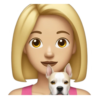 Blond lady with shoulder length bob haircut and a black and white Pitbull sticker