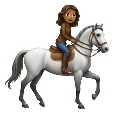 Tan girl with brown hair riding a horse sticker