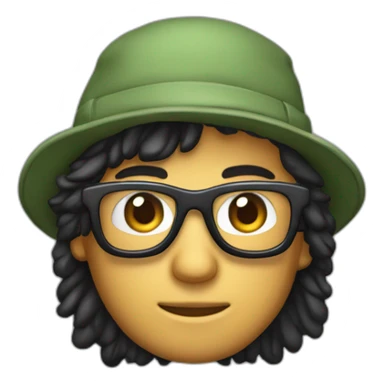 de peolo muy corto, con gafas y gorra de lana con dedo gordo arriba sticker