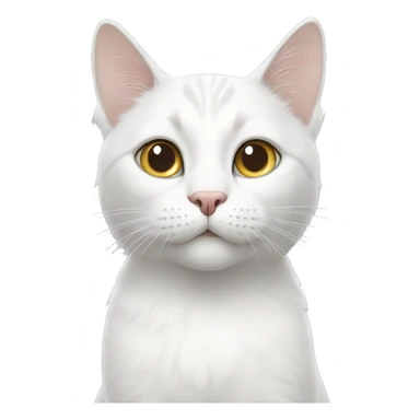 white cat with a gray spot on its head sticker