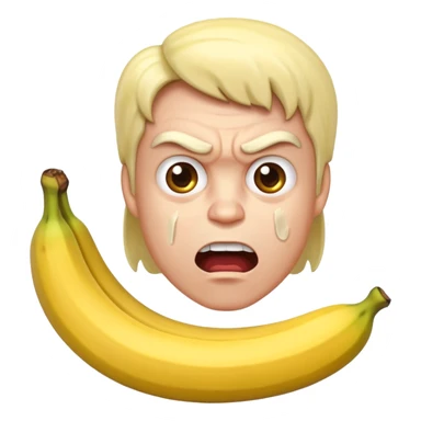 Una persona enojada Que tiene la cara Caliente pero a la vez fría sosteniendo una banana sticker