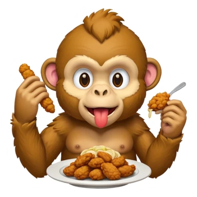 Fried chicken eating a monkey sticker