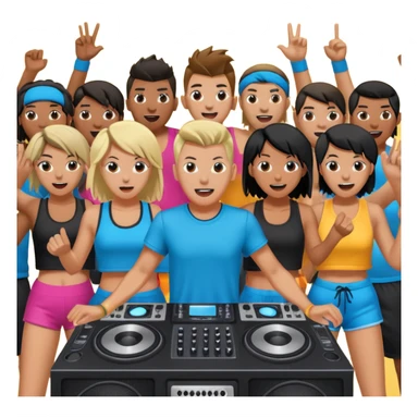 people moshing against a big soundsystem sticker