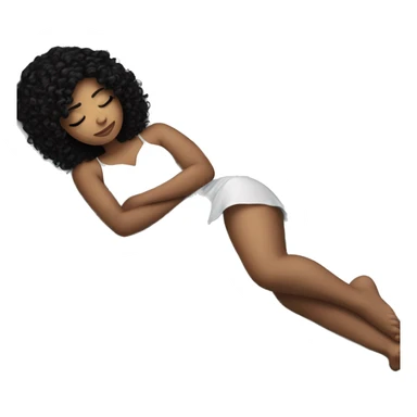 Girl Witz Curly Black Hair in bed to sleep sticker
