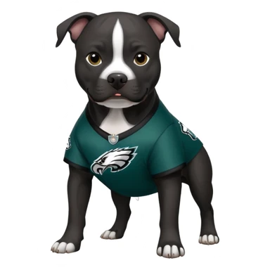 All Black pitbull dog wear Philadelphia eagles  sticker