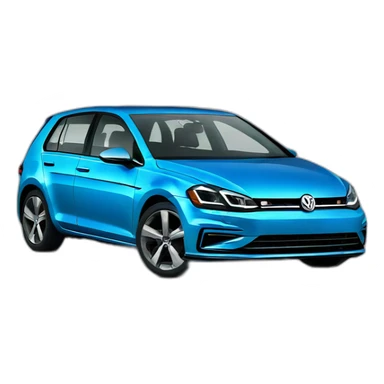 Blue Volkswagen Golf 2019 front view sticker