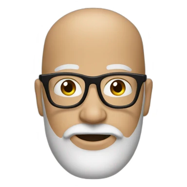a bald man with a salt and pepper beard and black glasses sticker
