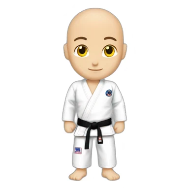 young man brazilian jiu jitsu shaved head white belt sticker