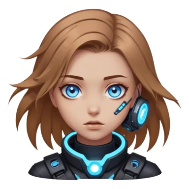 Neon cyberpunk style 
girl with brown hair and blue eyes 
falls sticker