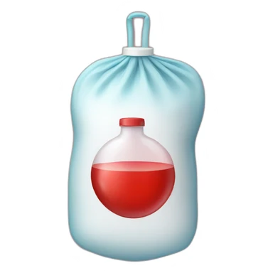 medical soft bag with red liquid sticker