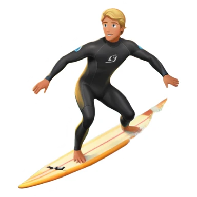 A surfer riding a large wave, skillfully balancing on their board as the ocean crashes around them. The scene captures the energy and excitement of surfing, with the sun setting in the background and the water sparkling under the light. sticker