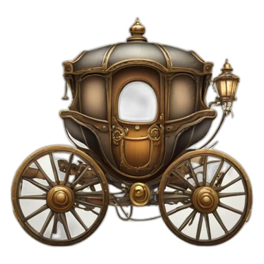 carriage electric steampunk without horse simple cartoon clear background sticker