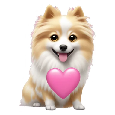 White and blonde spots spitz in a pink heart sticker