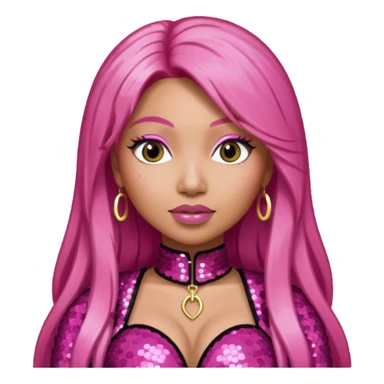 Nicki Minaj with long pink hair, dark pink sequin outfit  sticker