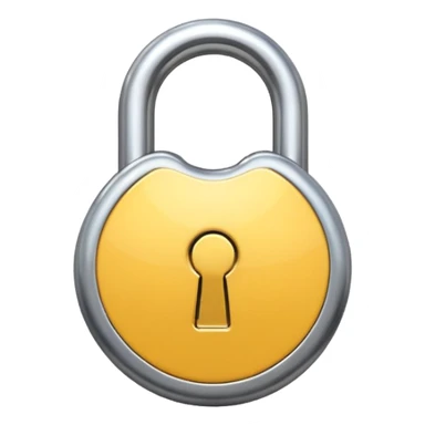 Chrome silver lock emoji, iOS emoji style, smooth metallic surface, rounded edges, reflective highlights, minimalistic sticker
