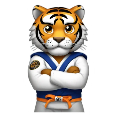 Tiger with evil face   jiu jitsu with his arms crossed sticker